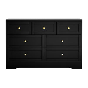 Artiss Chest of Drawers | 7 Drawer Dresser Table | Black