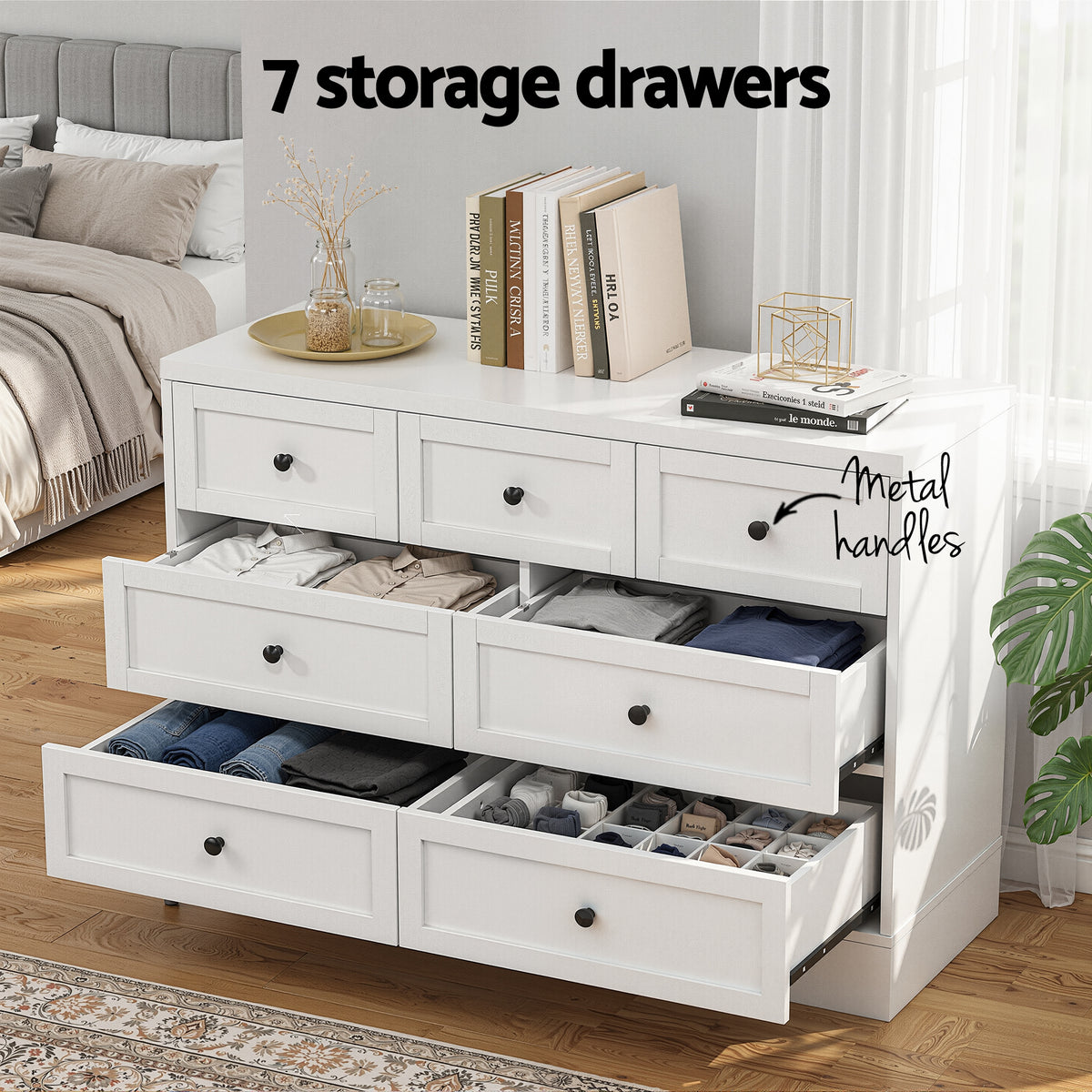 7 Drawer Chest of Drawers | Dresser Cabinet | White