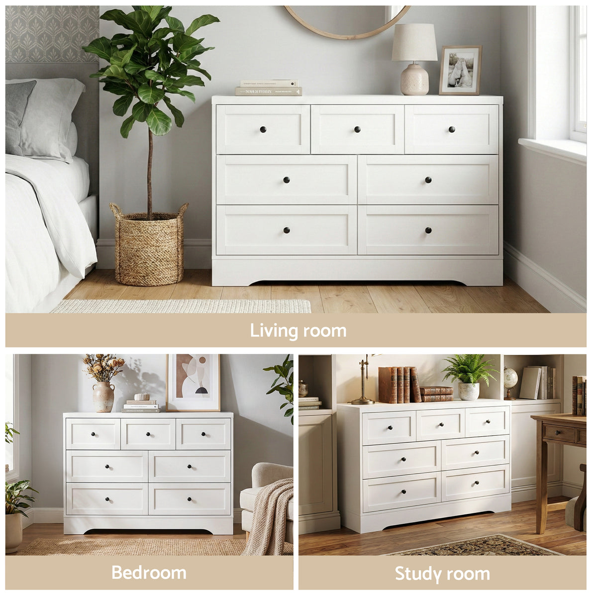 7 Drawer Chest of Drawers | Dresser Cabinet | White
