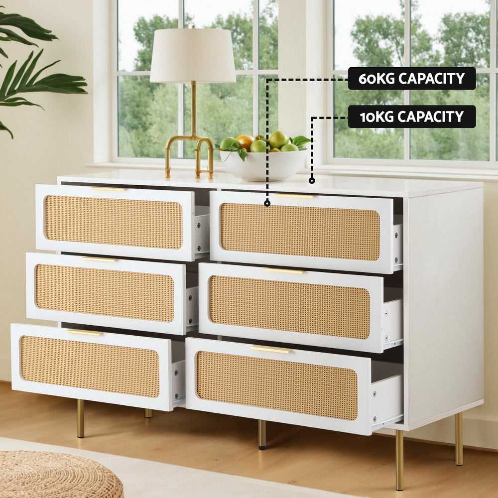 Artiss Chest of Drawers | 6 Drawer Lowboy Cabinet | White