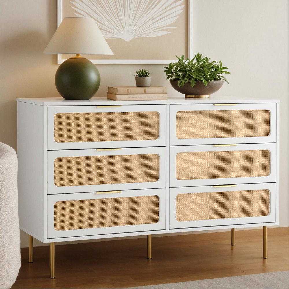 Artiss Chest of Drawers | 6 Drawer Lowboy Cabinet | White