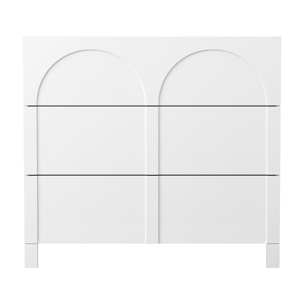 Chest of Drawers | 3-Drawer Lowboy Dresser | White Finish