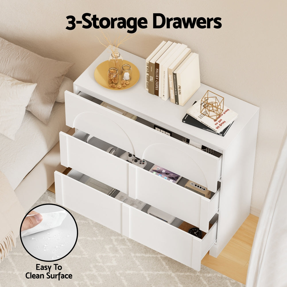 Chest of Drawers | 3-Drawer Lowboy Dresser | White Finish