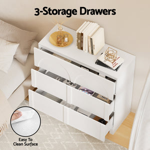 Chest of Drawers | 3-Drawer Lowboy Dresser | White Finish