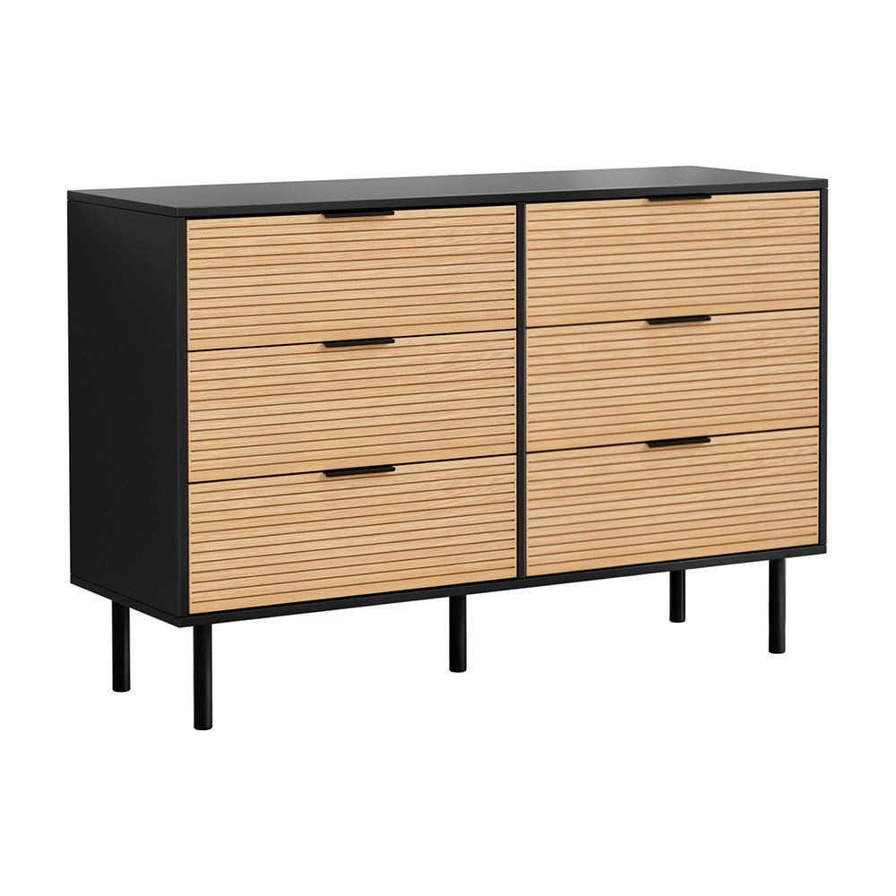 6 Drawer Dresser | Chest of Drawers | Black & Pine