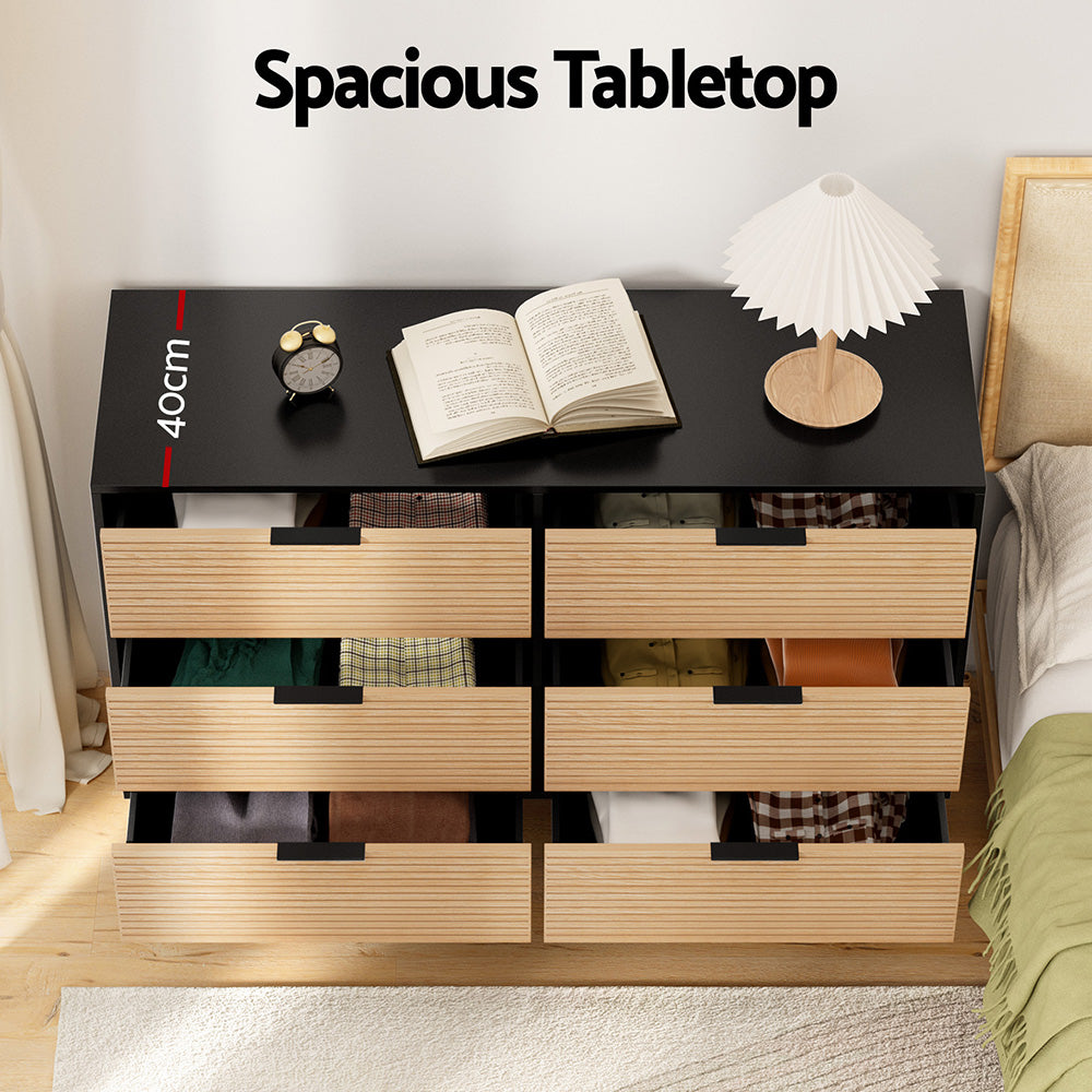 6 Drawer Dresser | Chest of Drawers | Black & Pine
