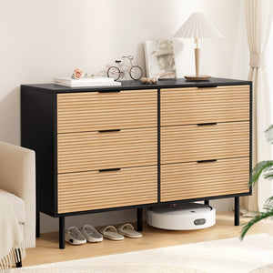 6 Drawer Dresser | Chest of Drawers | Black & Pine