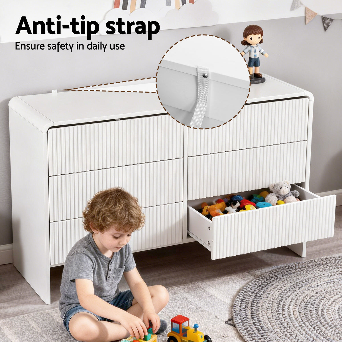 Chest of Drawers | 6 Drawer Dresser Cabinet | White