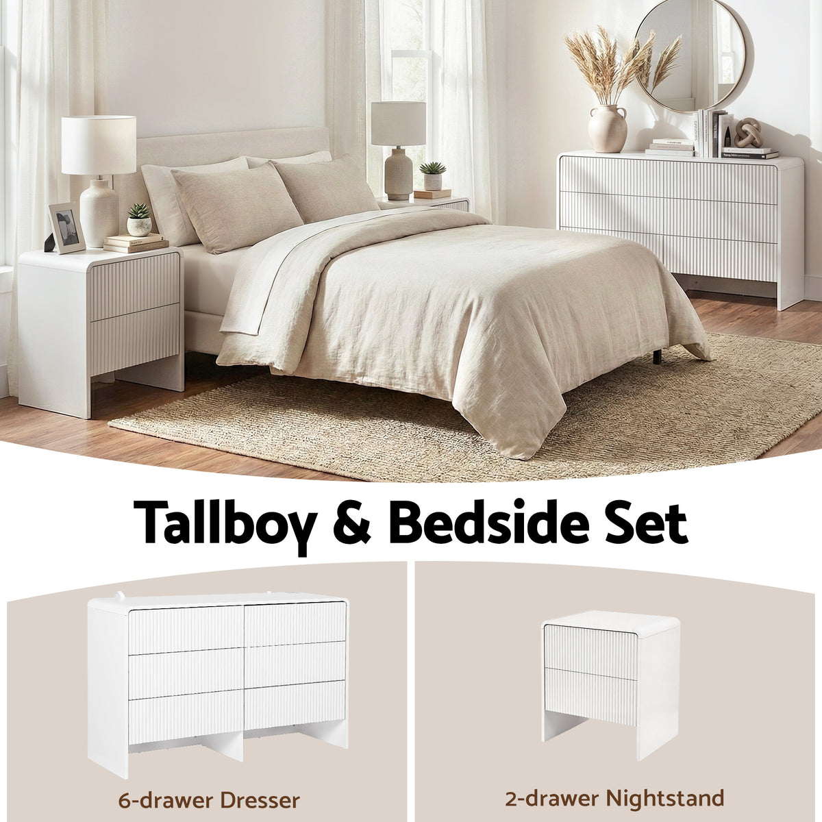 Chest of Drawers | 6 Drawer Dresser Cabinet | White