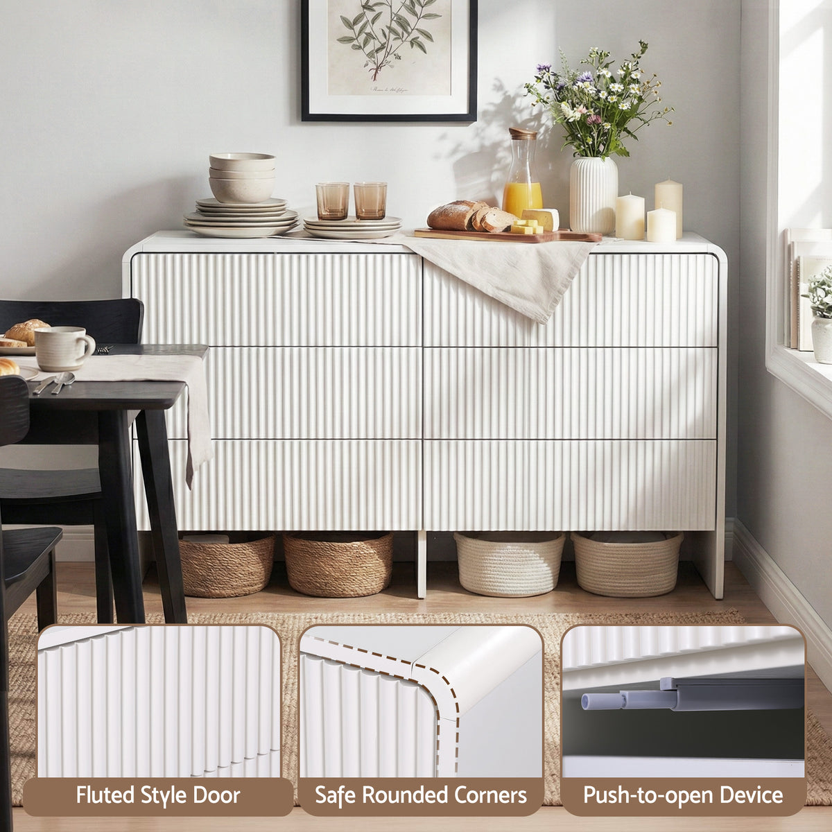 Chest of Drawers | 6 Drawer Dresser Cabinet | White