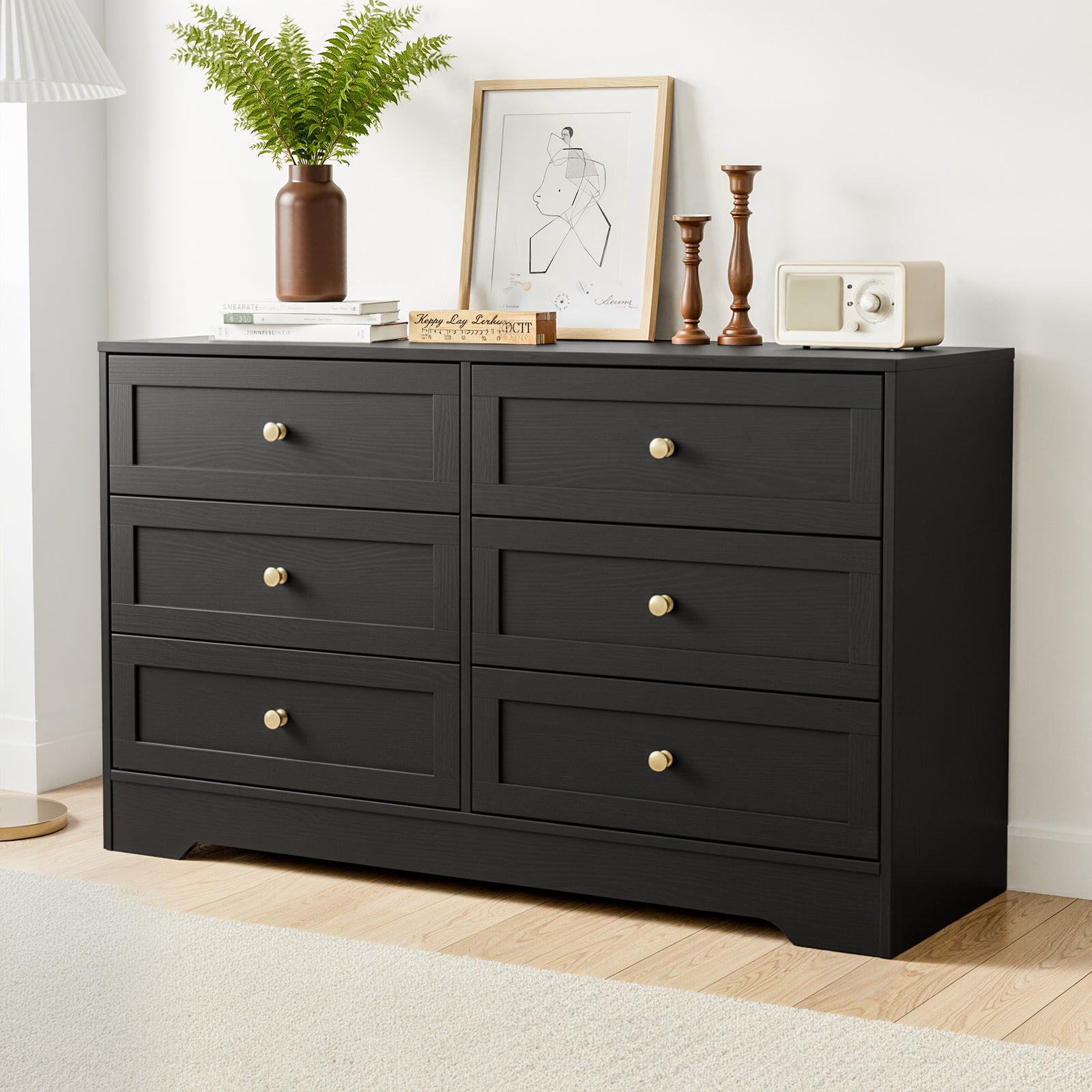 Tallboy Cabinet | 6 Drawer Storage Chest | Black