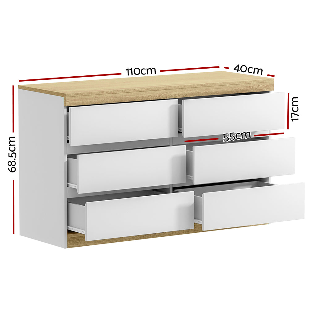 6 Chest of Drawers | Cabinet Dresser Table | Tallboy Storage | Bedroom White