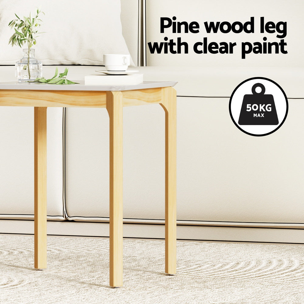 Coffee Table | Marble Effect | Square Shape | Modern Living Room Furniture