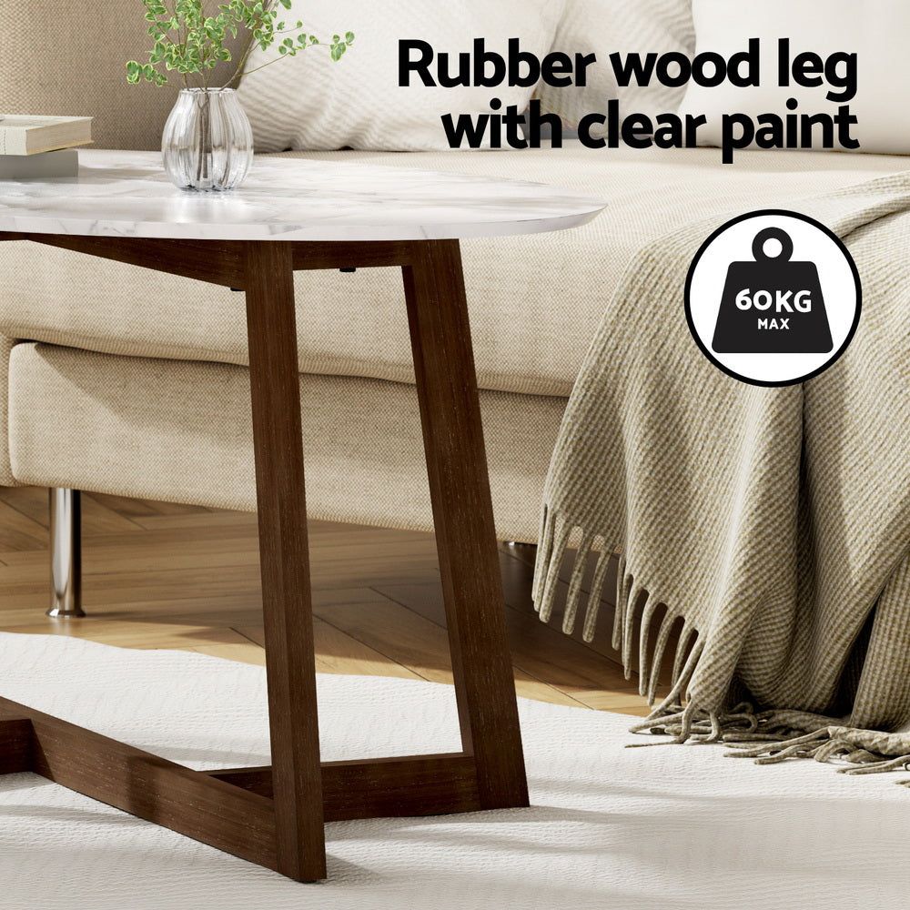 Coffee Table | Oval Marble Effect | Contemporary Home Décor