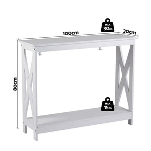 Artiss Console Table Entryway Hallway Display 2-Tier Narrow Sofa Table 100CM White