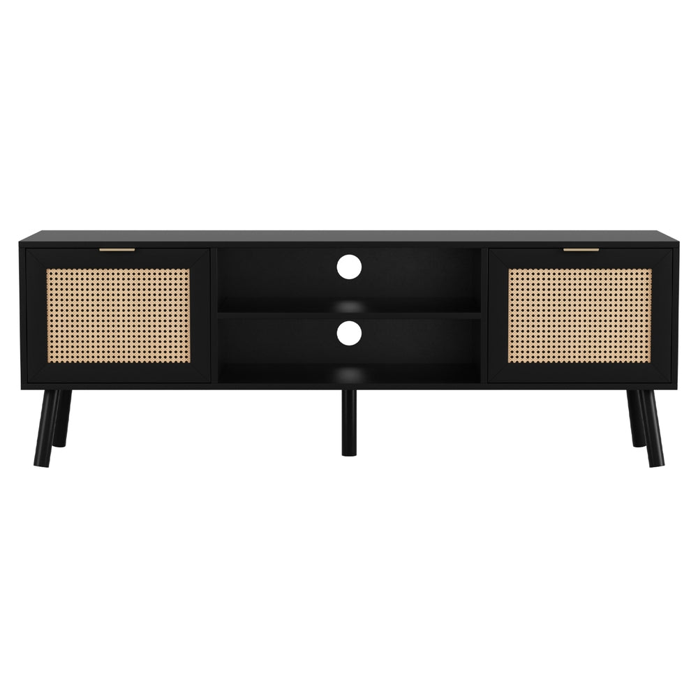 TV Unit 150cm | Storage Cabinet Entertainment Unit | Black Finish