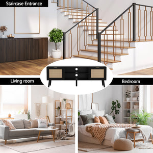 TV Unit 150cm | Storage Cabinet Entertainment Unit | Black Finish