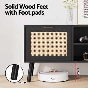 TV Unit 150cm | Storage Cabinet Entertainment Unit | Black Finish