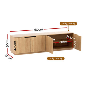 TV Unit Cabinet | 180cm | Storage Entertainment | Pine Finish