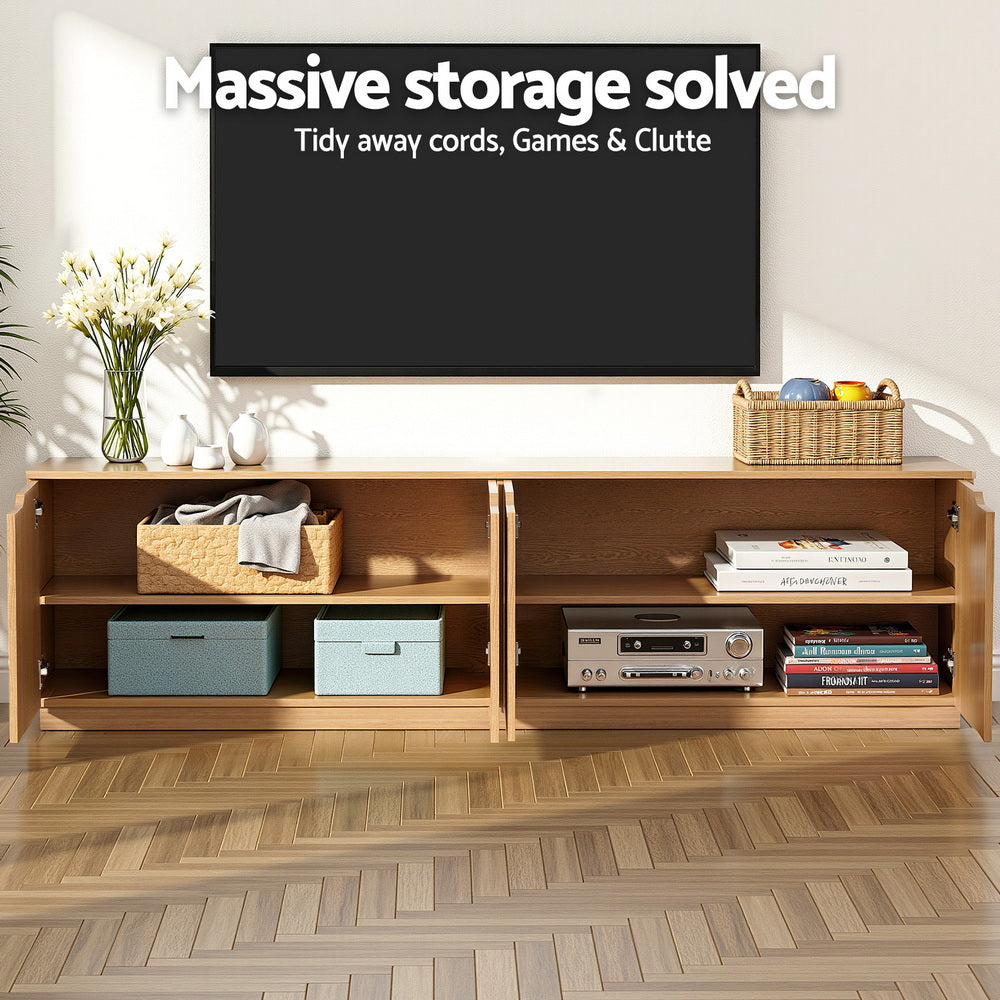 TV Unit Cabinet | 180cm | Storage Entertainment | Pine Finish