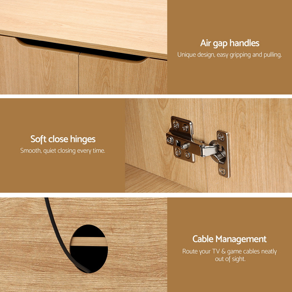 TV Unit Cabinet | 180cm | Storage Entertainment | Pine Finish