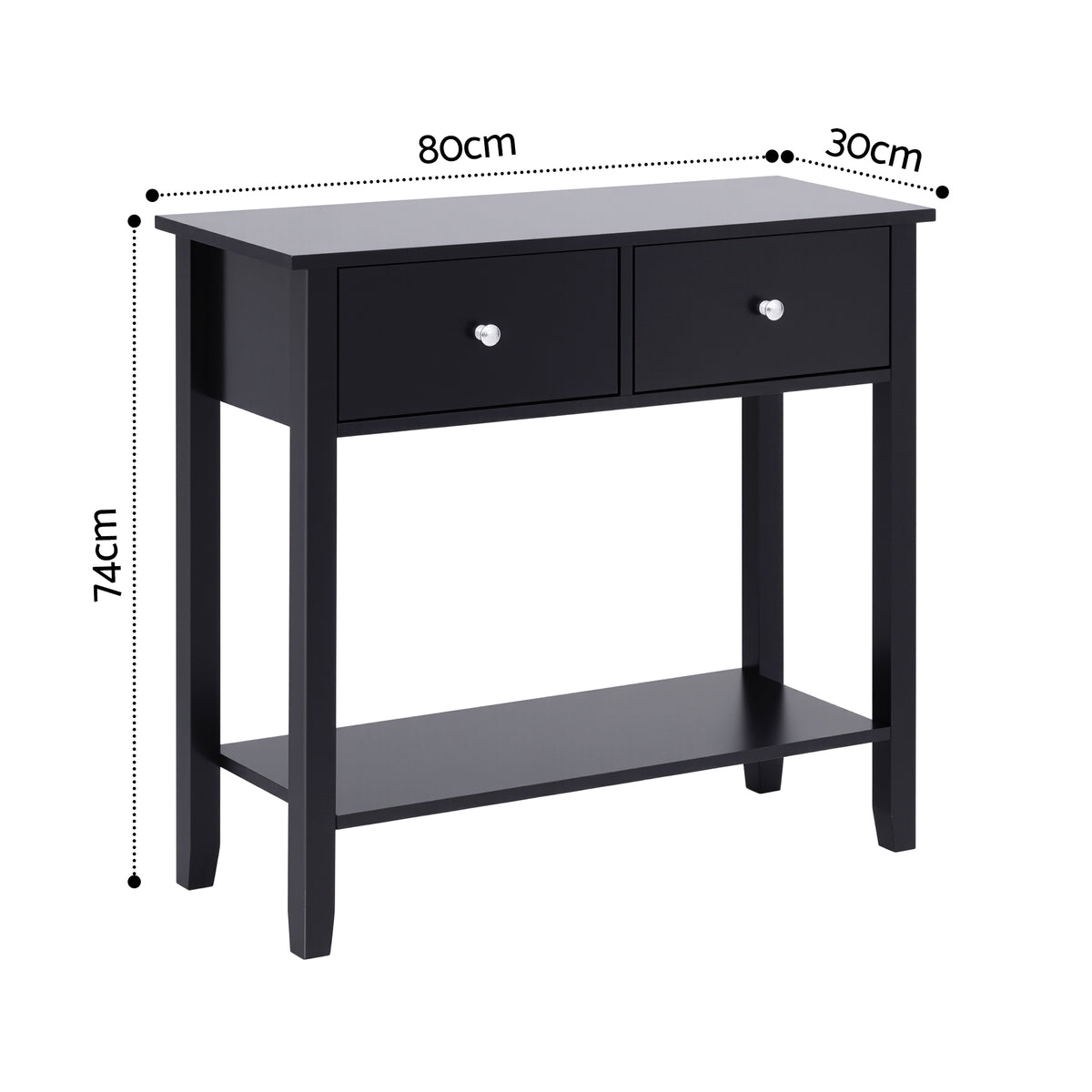 Console Table 80cm | 2 Drawers | Hallway Entryway | Black