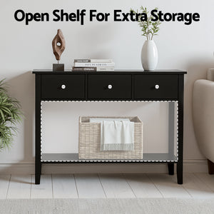 Console Table 100cm | 3 Drawers | Hallway Entryway | Black