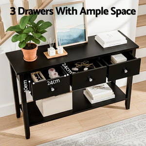 Console Table 100cm | 3 Drawers | Hallway Entryway | Black