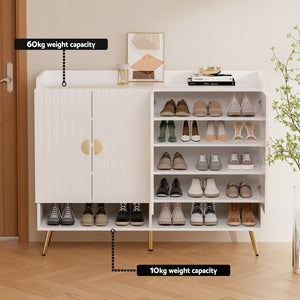 Shoe Rack Cabinet | 5 Tiers | 30 Pairs | White