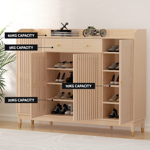 Shoe Rack Cabinet | With Shelves | 26 Pairs | Pine