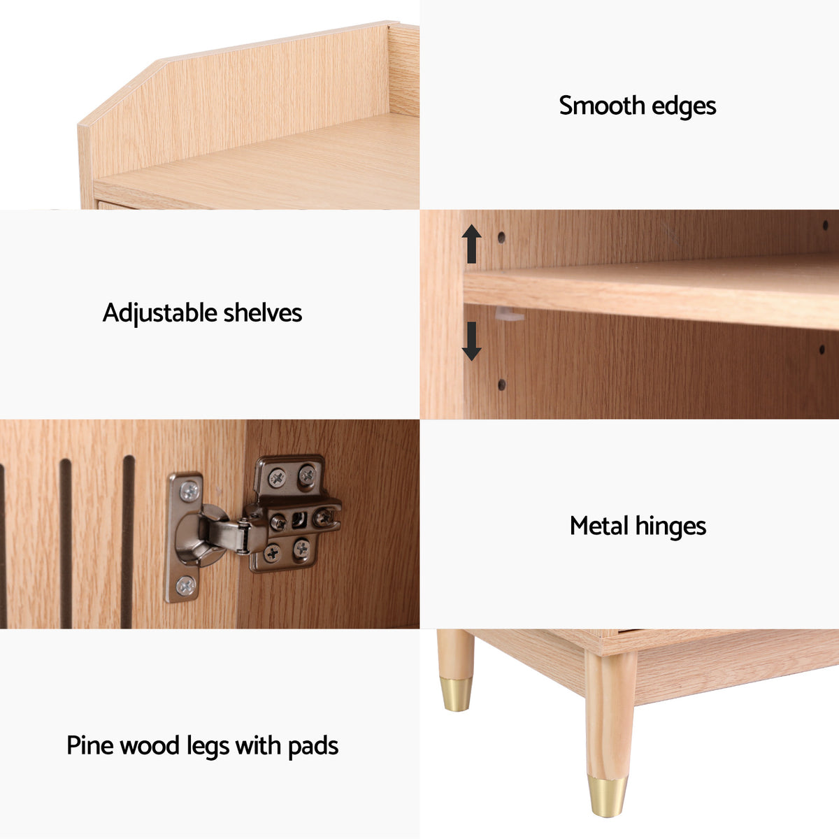 Shoe Rack Cabinet | With Shelves | 26 Pairs | Pine