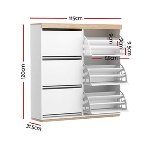 Shoe Rack Cabinet | 3-Tier | Holds 45 Pairs | White
