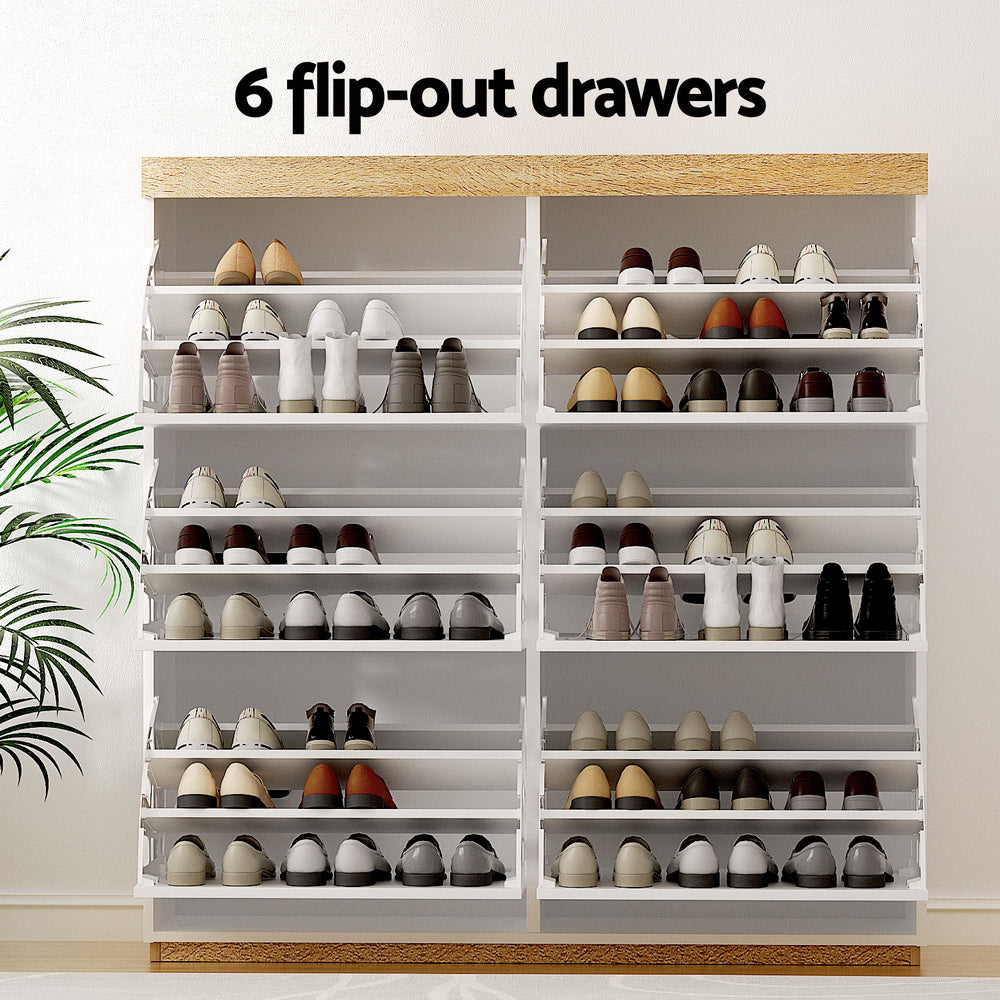 Shoe Rack Cabinet | 3-Tier | Holds 45 Pairs | White
