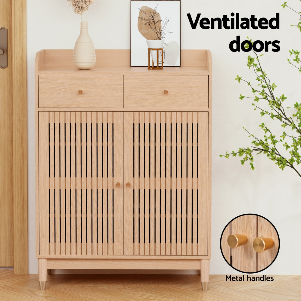 Shoe Rack Cabinet | 4-Tier | 16 Pairs | Pine