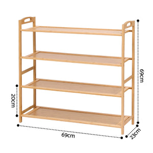 4 Tier Shoe Rack | Bamboo Storage Organiser