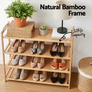 4 Tier Shoe Rack | Bamboo Storage Organiser