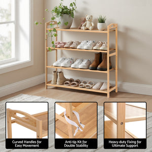 4 Tier Shoe Rack | Bamboo Storage Organiser