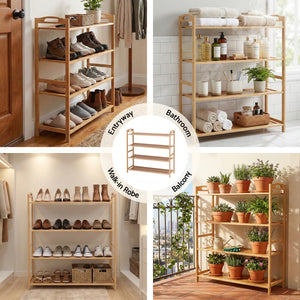 4 Tier Shoe Rack | Bamboo Storage Organiser