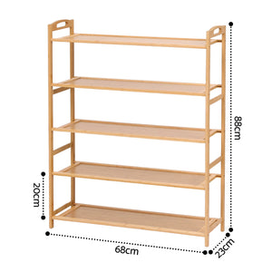 5 Tier Shoe Rack | Bamboo Storage Organiser
