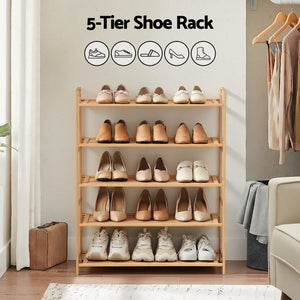 5 Tier Shoe Rack | Bamboo Storage Organiser