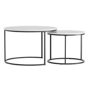 Nesting Table Set | 2pc | Marble Look Coffee Tables | Compact