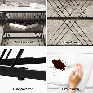 Nesting Coffee Tables Set 2pc | Marble Effect | Space Saving