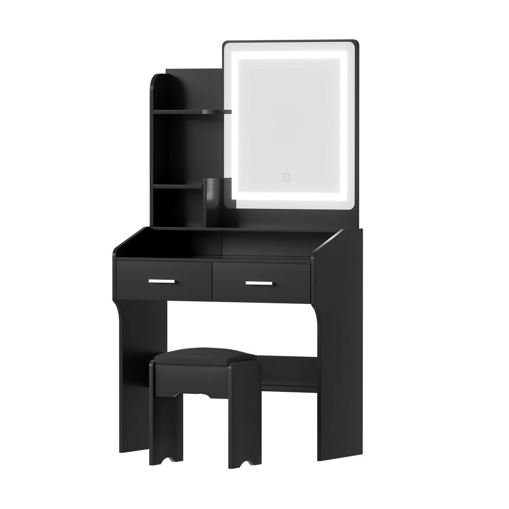 Vanity Table Set | LED Lights | Stool Included | Black