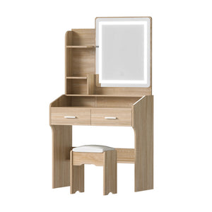 Dressing Table | LED Vanity Desk Set | Stool Included | Wood