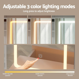 Dressing Table Set | Vanity Desk with Stool & LED Lights | White Finish