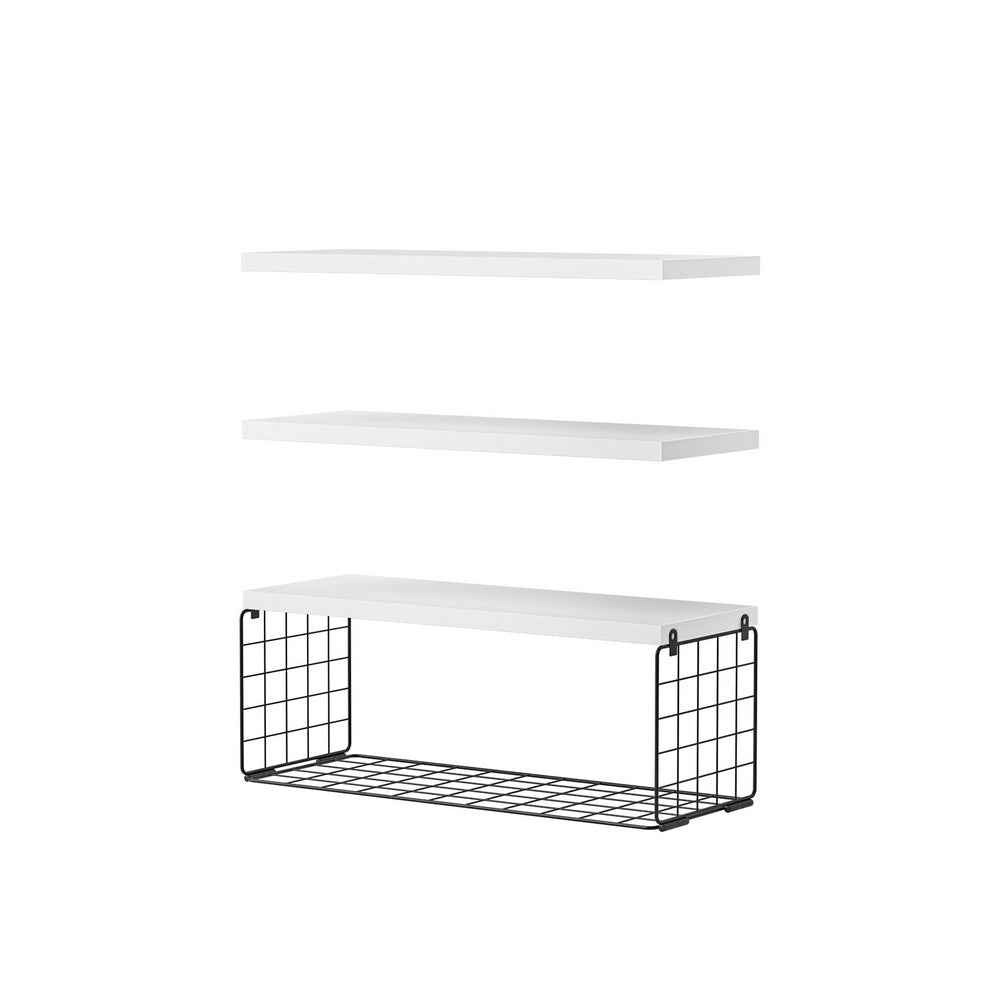 Floating Wall Shelves Set 3pc | Wall Mounted | White
