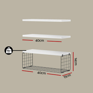 Floating Wall Shelves Set 3pc | Wall Mounted | White