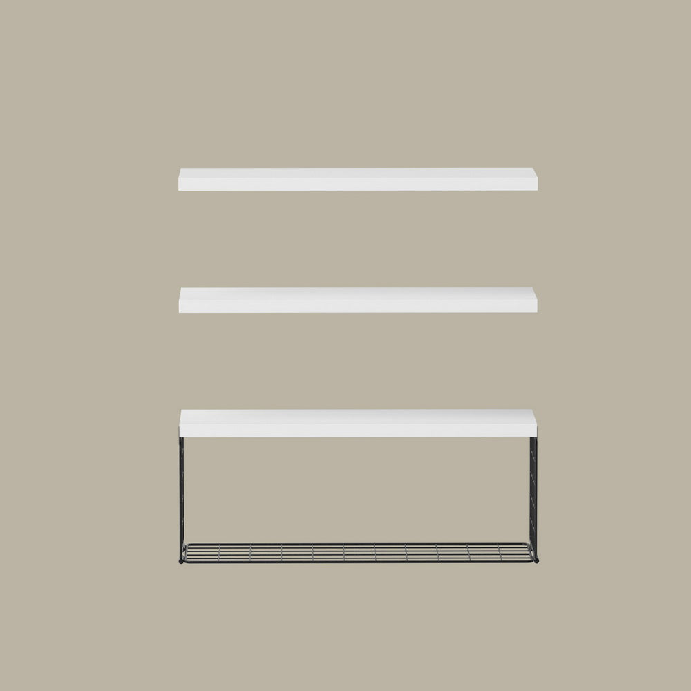 Floating Wall Shelves Set 3pc | Wall Mounted | White