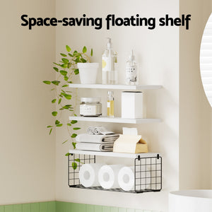 Floating Wall Shelves Set 3pc | Wall Mounted | White