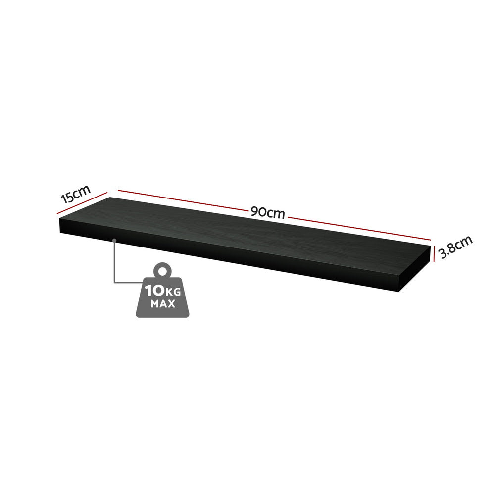 Floating Wall Shelves Set 2pc | 90cm | Black